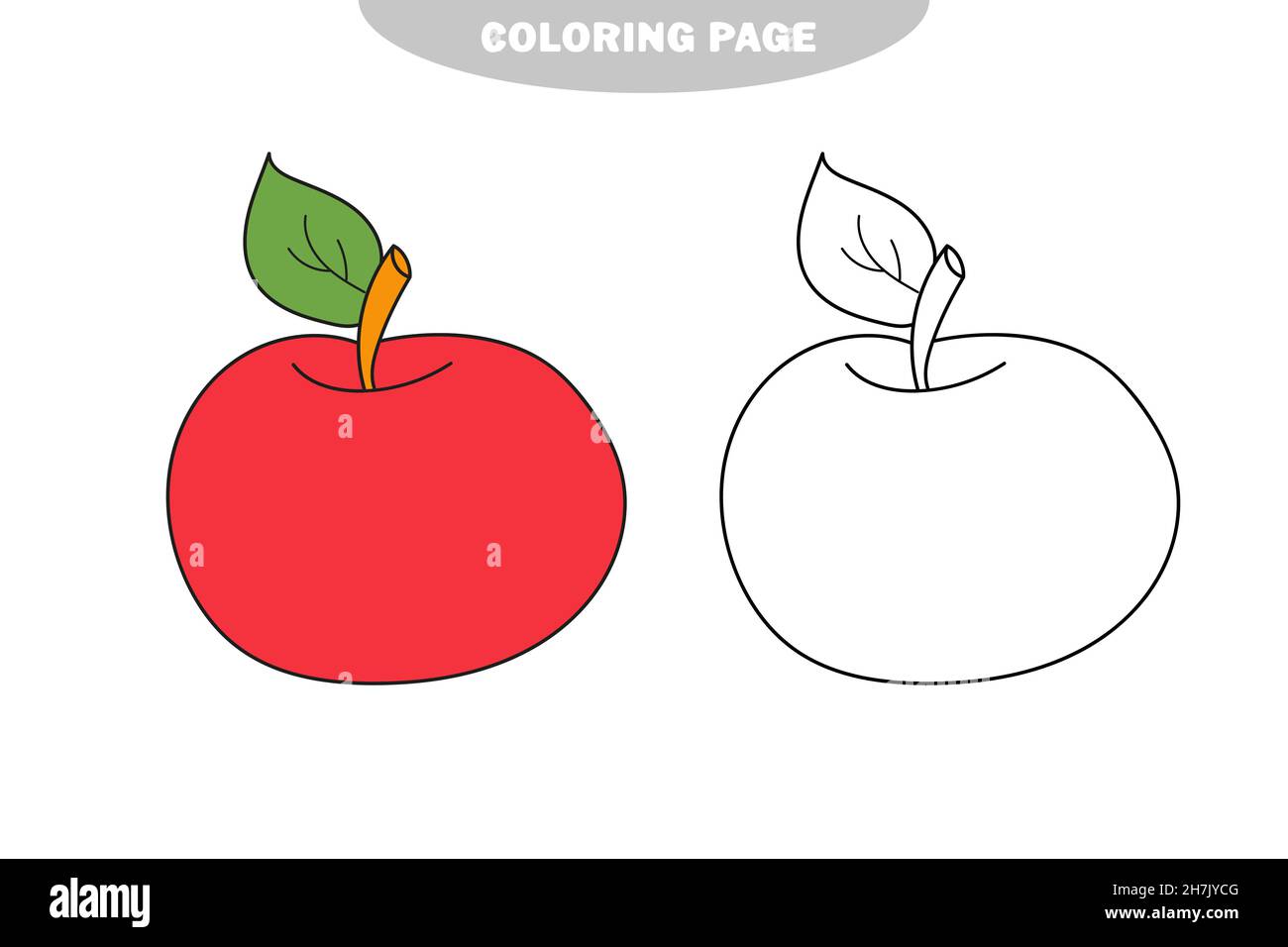 Simple coloring page apple to be colored the coloring book for preschool kids with easy educational gaming level color and black and white version stock vector image art