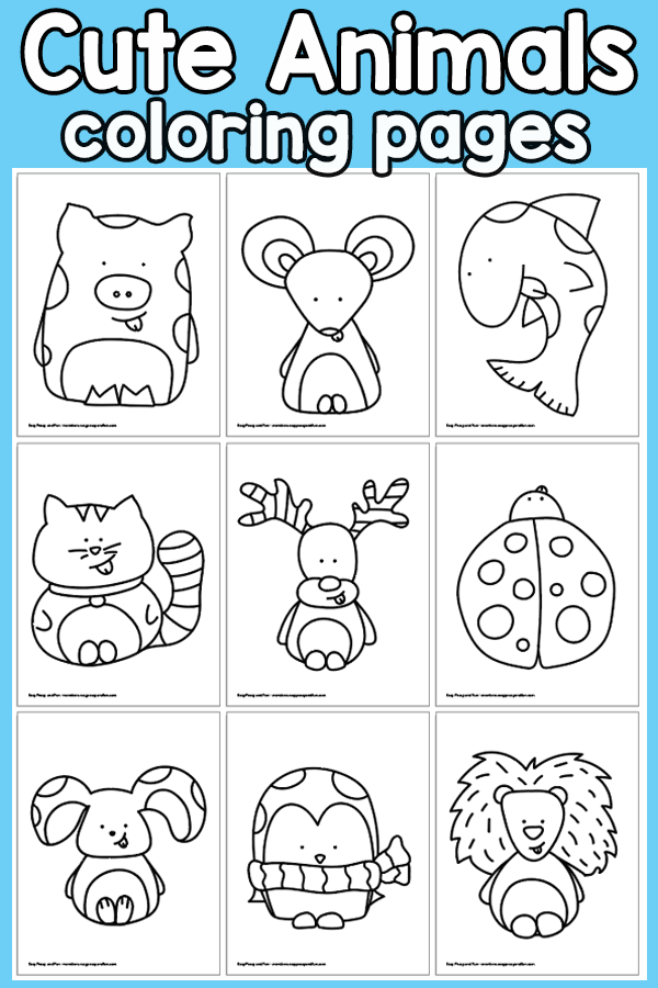 Cute animals coloring pages â easy peasy and fun hip