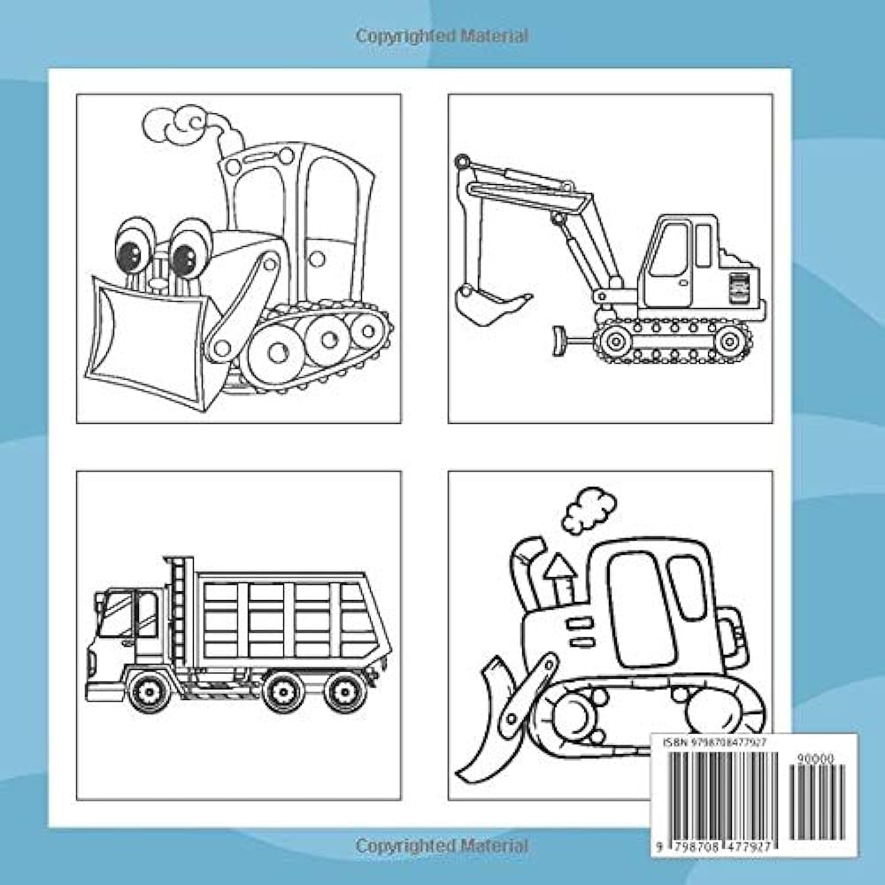 Construction vehicles coloring book for kids construction vehicles diggers big tractors dumpers exvator coloring book for toddlers unique construction simple easy coloring page fun activity construction coloring books for