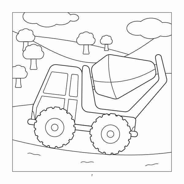 Construction site coloring book for toddlers