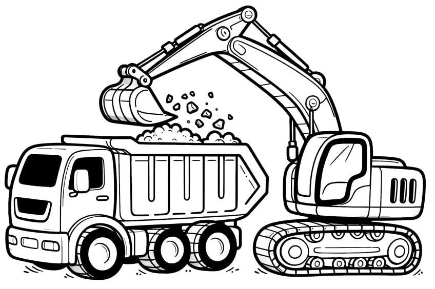 Excavator coloring pages