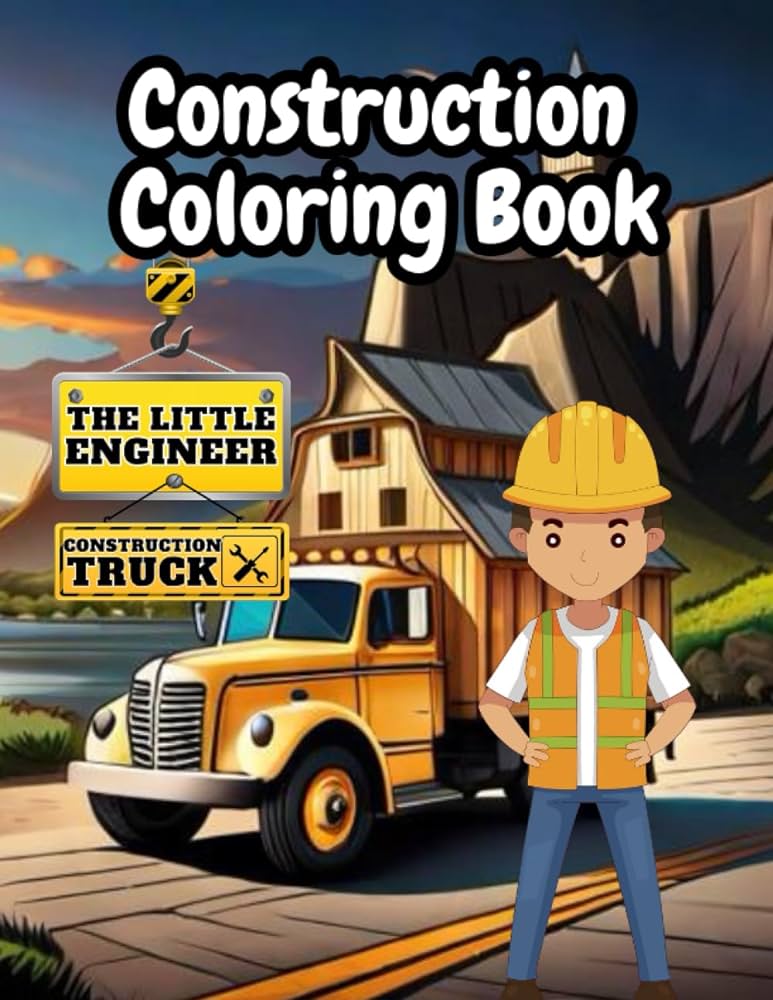 Construction coloring book fun and simple construction site trucks diggers dumpers and cranes coloring pages for kids ages