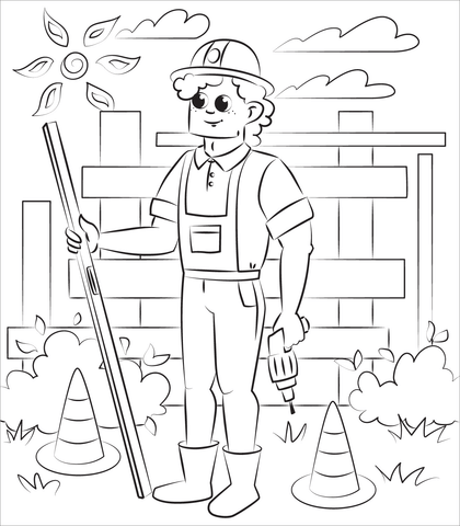 Construction worker coloring page free printable coloring pages