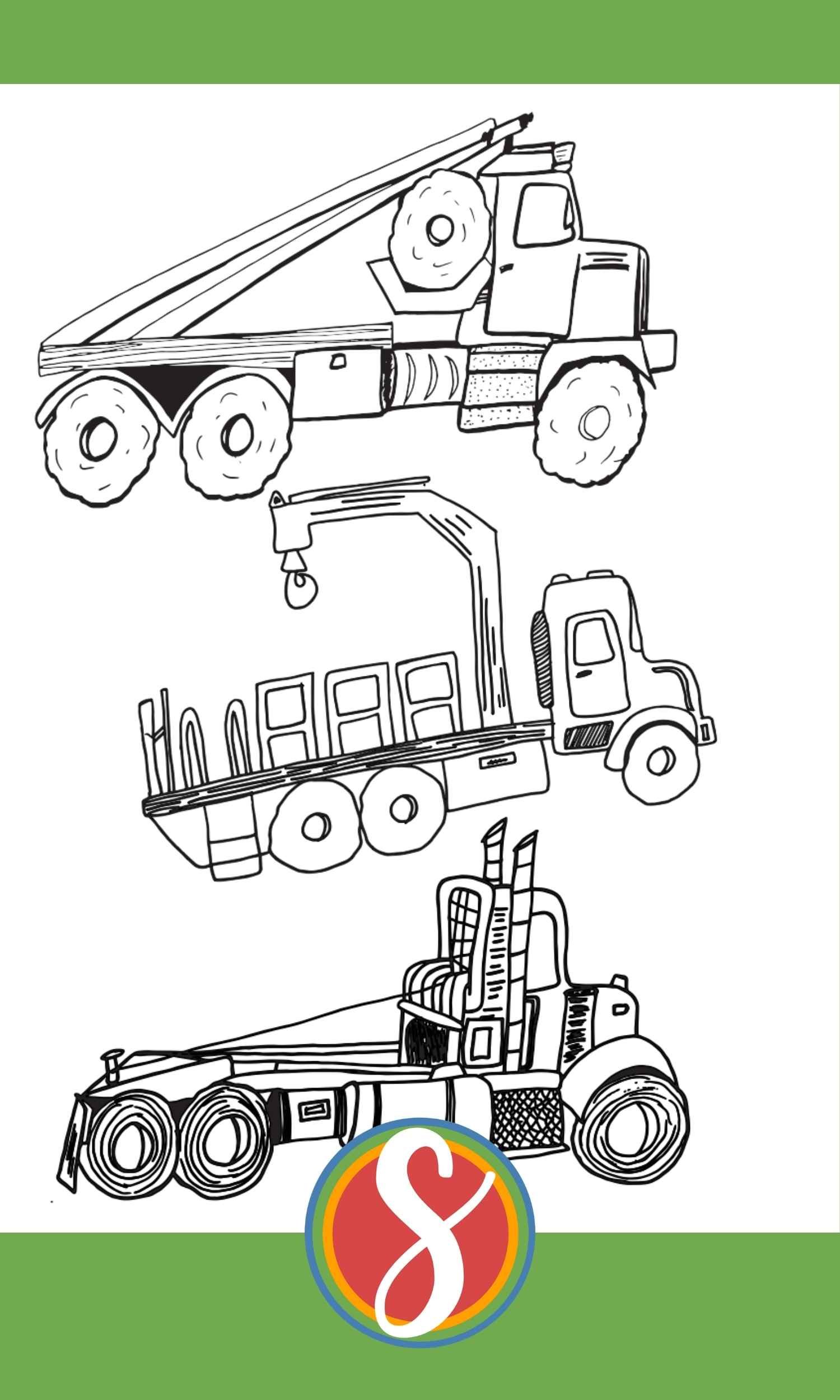 Free trucks coloring pages â stevie doodles