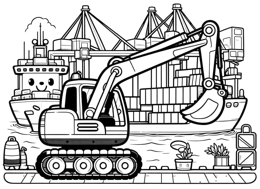 Excavator coloring pages