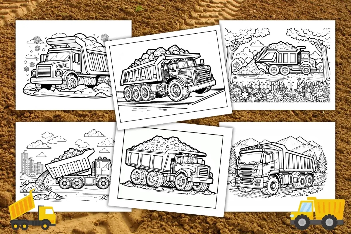 Free dump truck coloring pages for kids