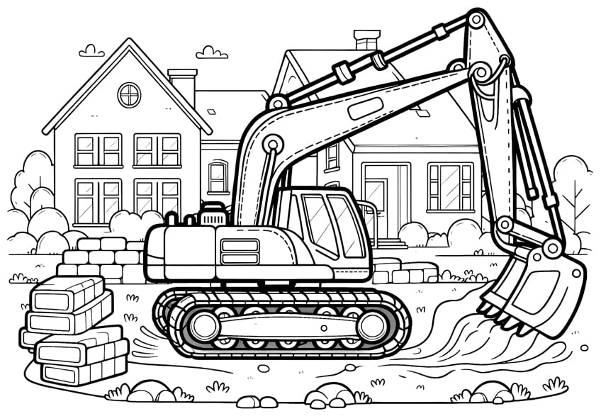 Excavator coloring pages