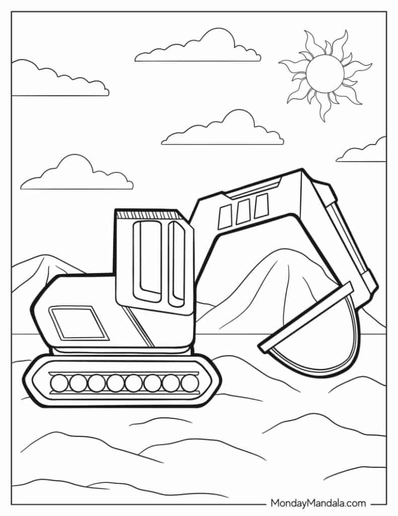 Excavator coloring pages free pdf printables