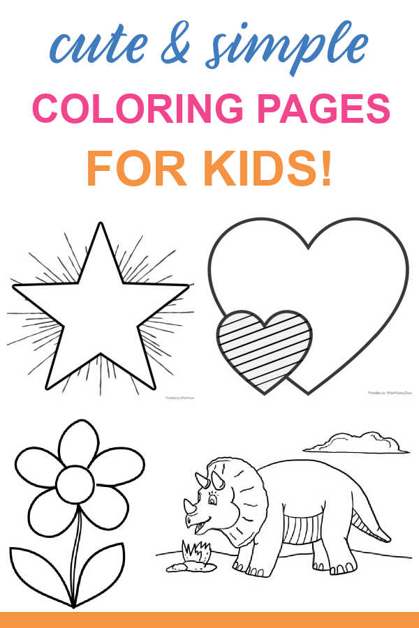 Easy coloring pages for kids cute designs