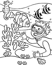 Water animals coloring pages for children