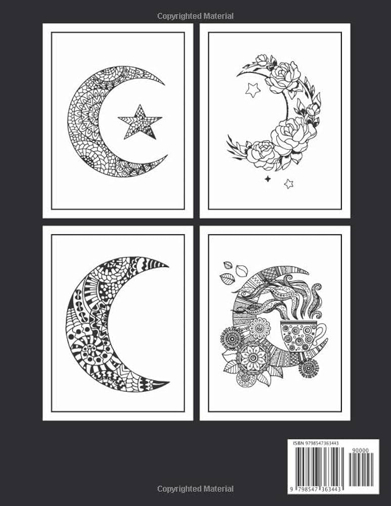 Moon and stars coloring book for adults this coloring book for adult relaxation stress relief fun and an easy coloring page house sk book books