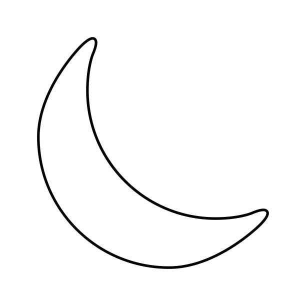 Crescent moon outline vector moon for coloring book symbol illustration on white background flat design style stock illustration