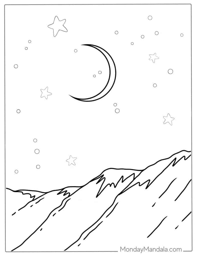 Moon coloring pages free pdf printables