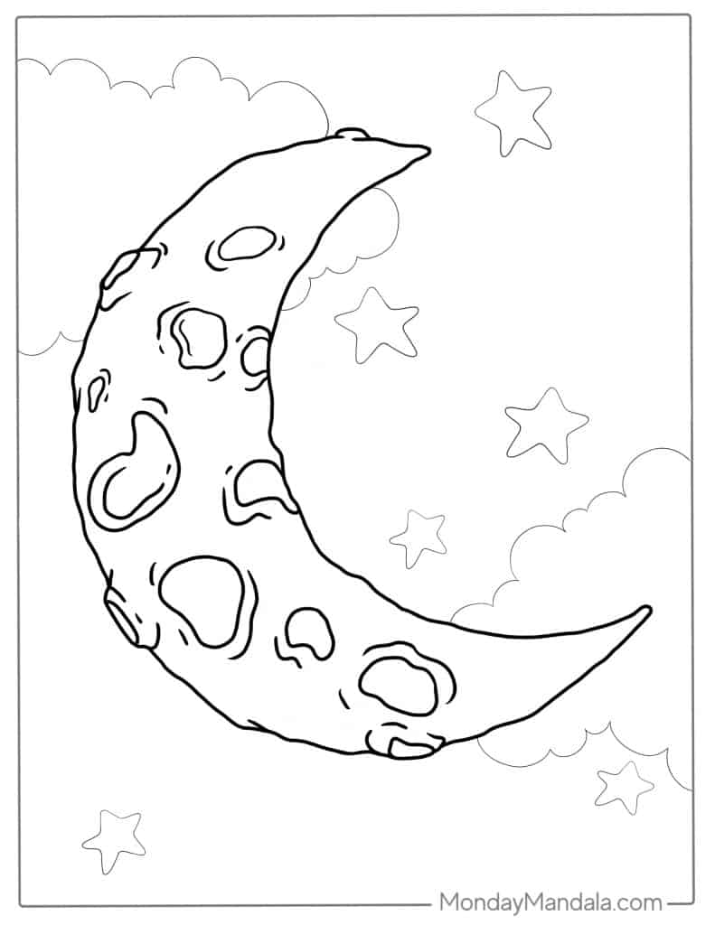 Moon coloring pages free pdf printables