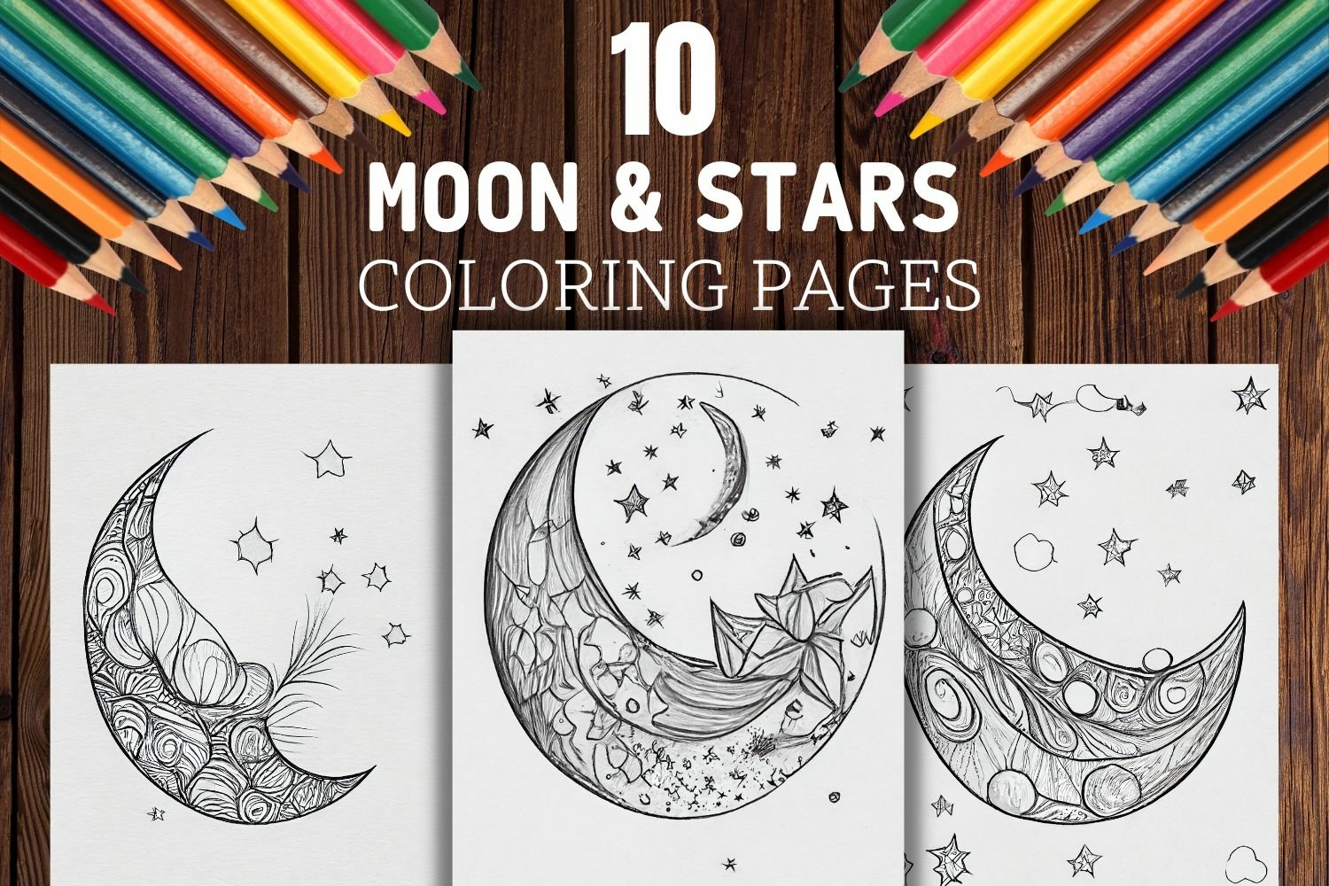 Moon and stars coloring pages