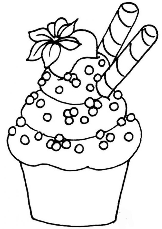 Free easy to print cupcake coloring pages