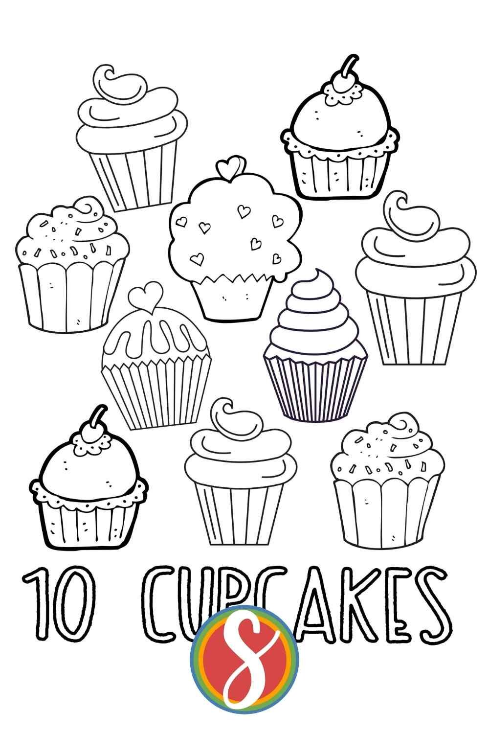 Free cupcake coloring pages â stevie doodles