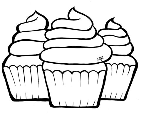 Cupcakes coloring page free printable coloring pages