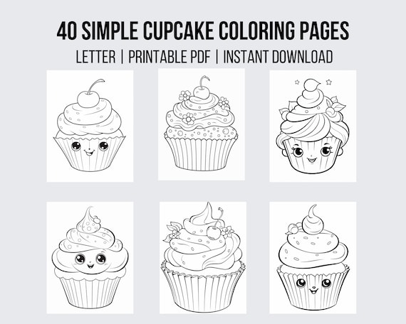 Cupcake coloring pages food coloring pages sweets coloring desserts coloring printable coloring page kids activity page printable cupcake