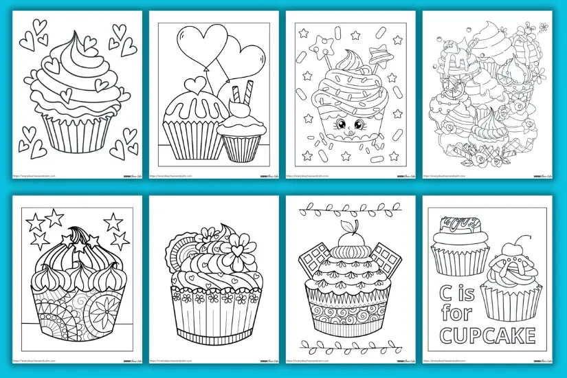 Free printable cupcake coloring pages