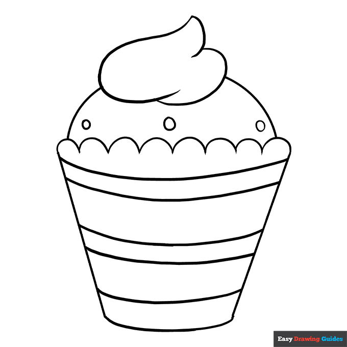 Cupcake coloring page easy drawing guides