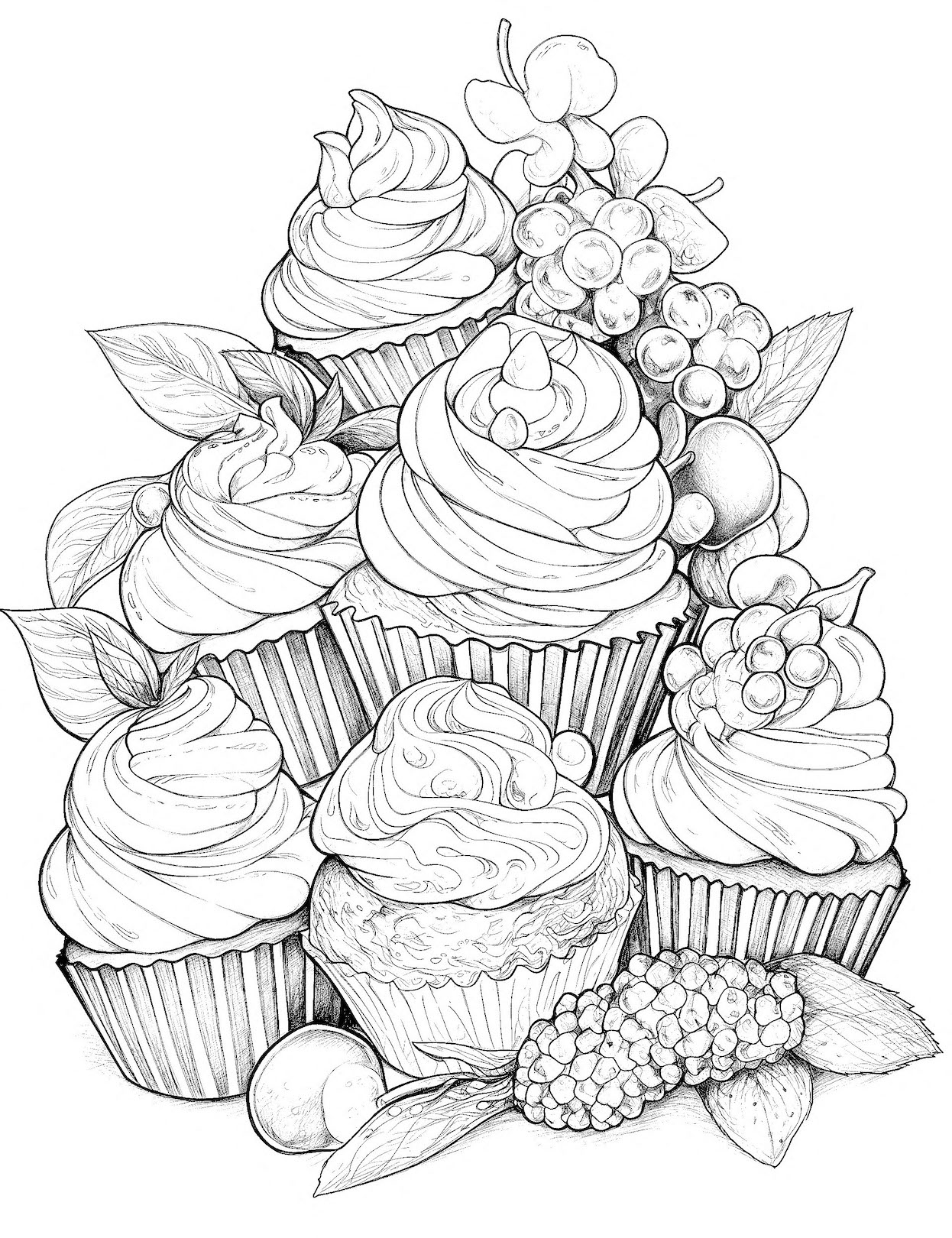 Irresistible cupcake coloring pages for kids and adults