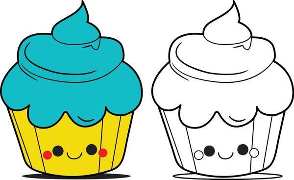 Thousand cupcake colouring pages royalty