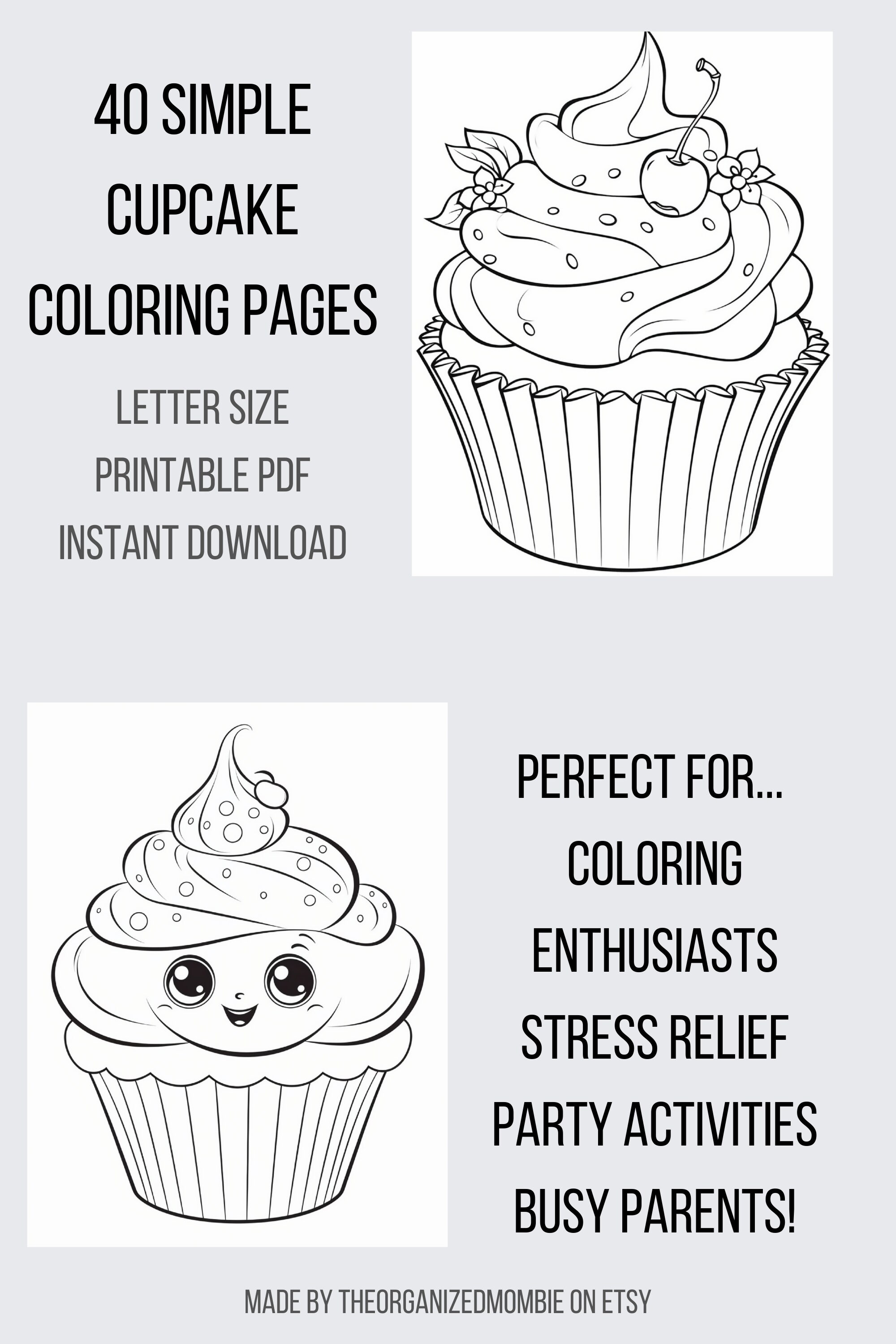 Cupcake coloring pages food coloring pages sweets coloring desserts coloring printable coloring page kids activity page printable cupcake