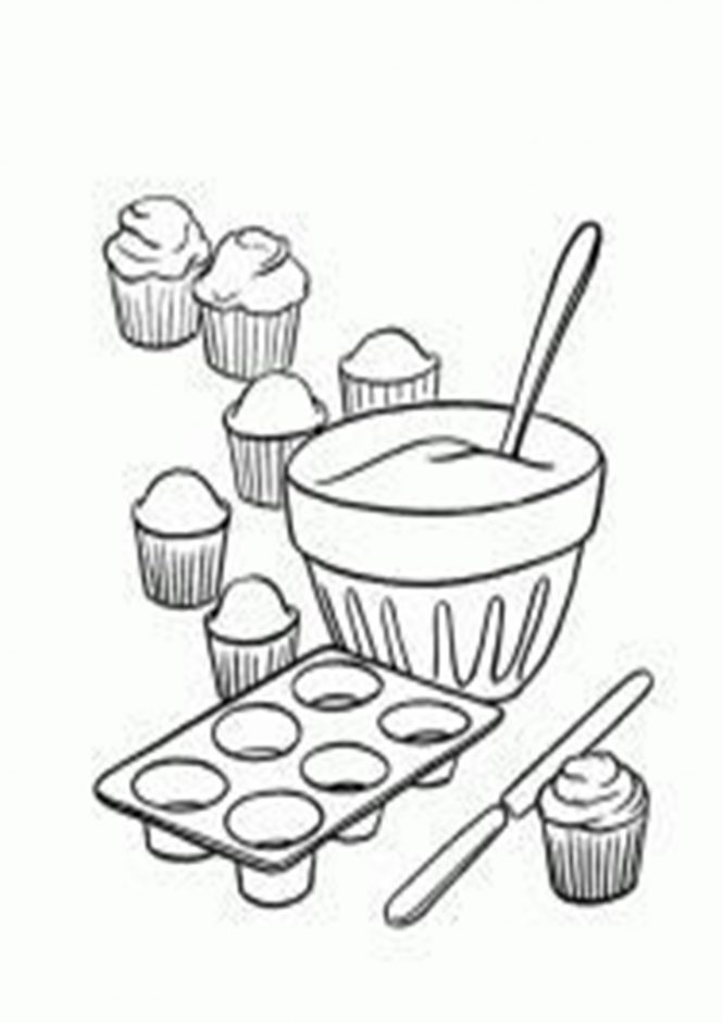 Free easy to print cupcake coloring pages