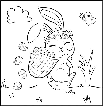 Easter coloring book for kids cute and simple easter bunny eggs and spring illustrations for kids ages