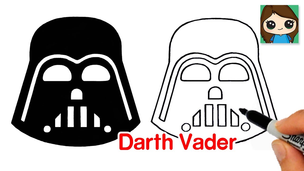 How to draw darth vader helet easy silhouette