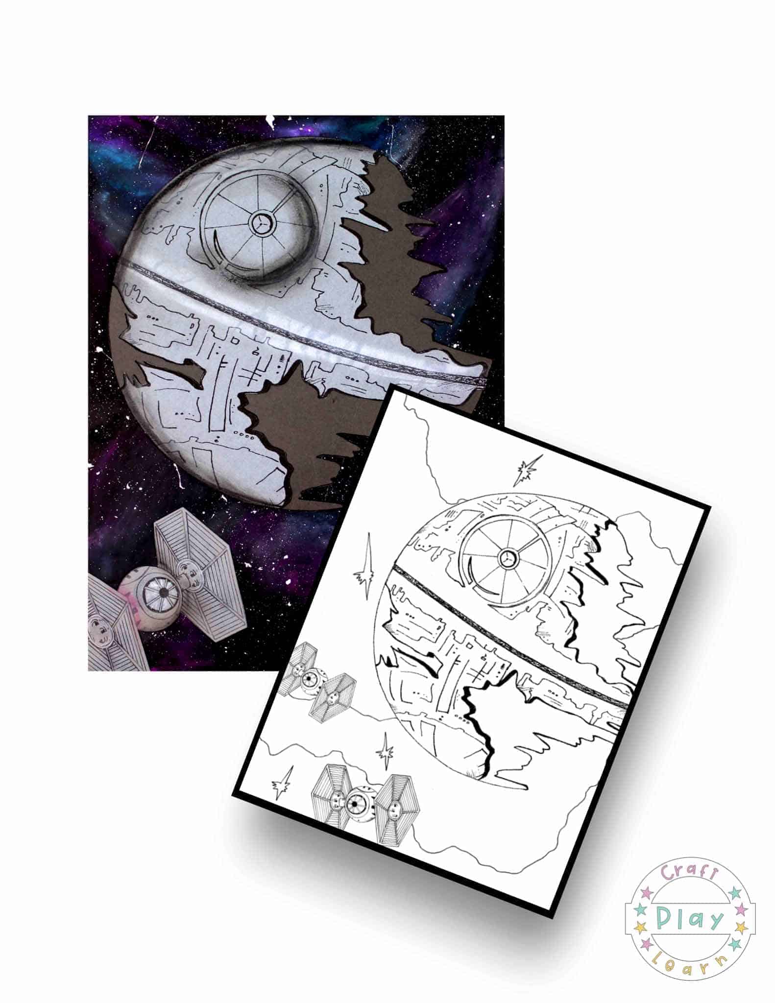 Star wars coloring pages and death star art project