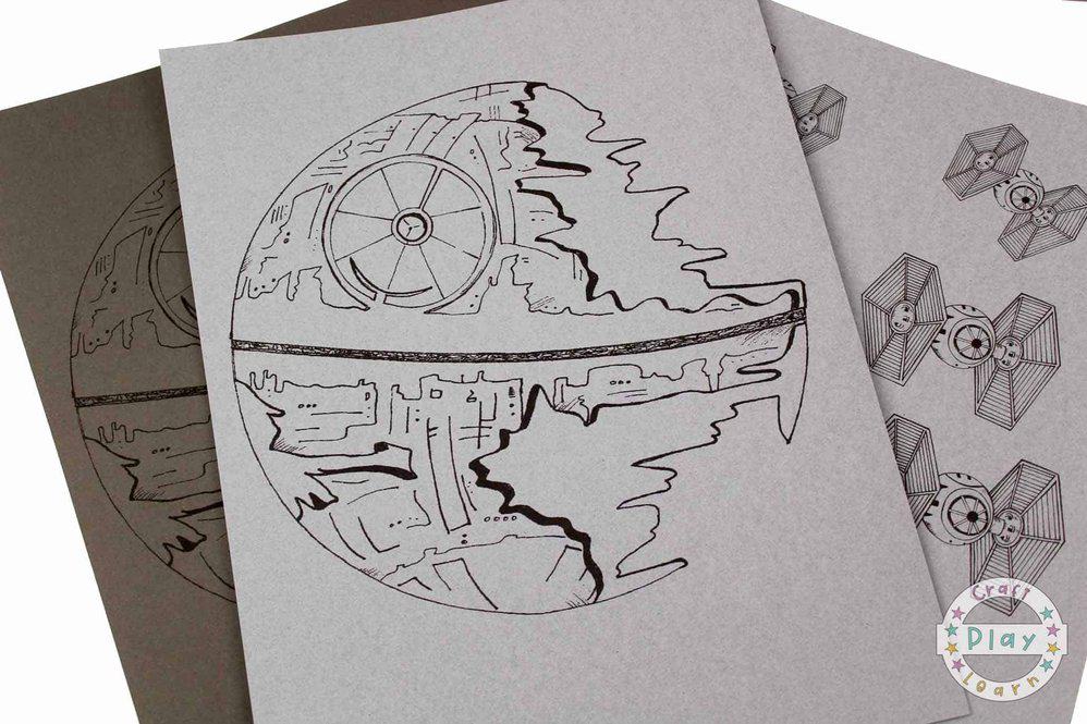 Star wars coloring pages and death star art project