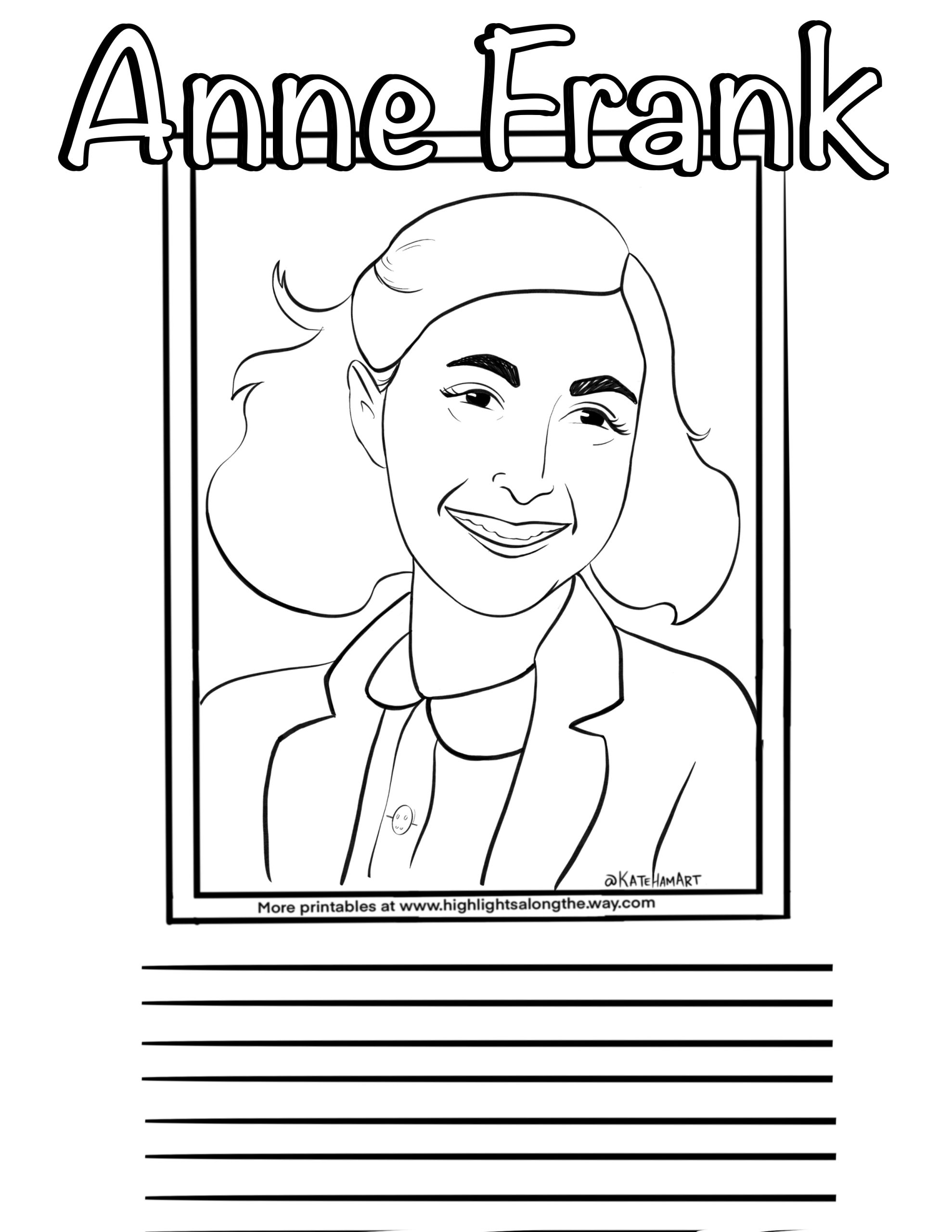 Anne frank printable activity page