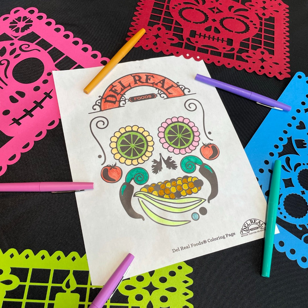 Dãa de los muertos diy coloring page â del real foods