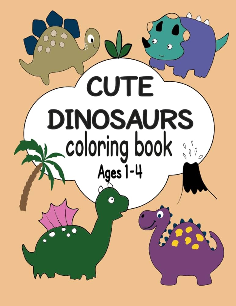 Cute dinosaur coloring book dino coloring pages for kids ages