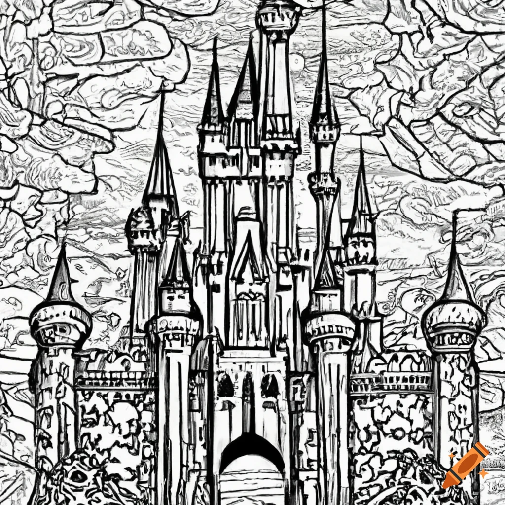 Disney castle coloring page on