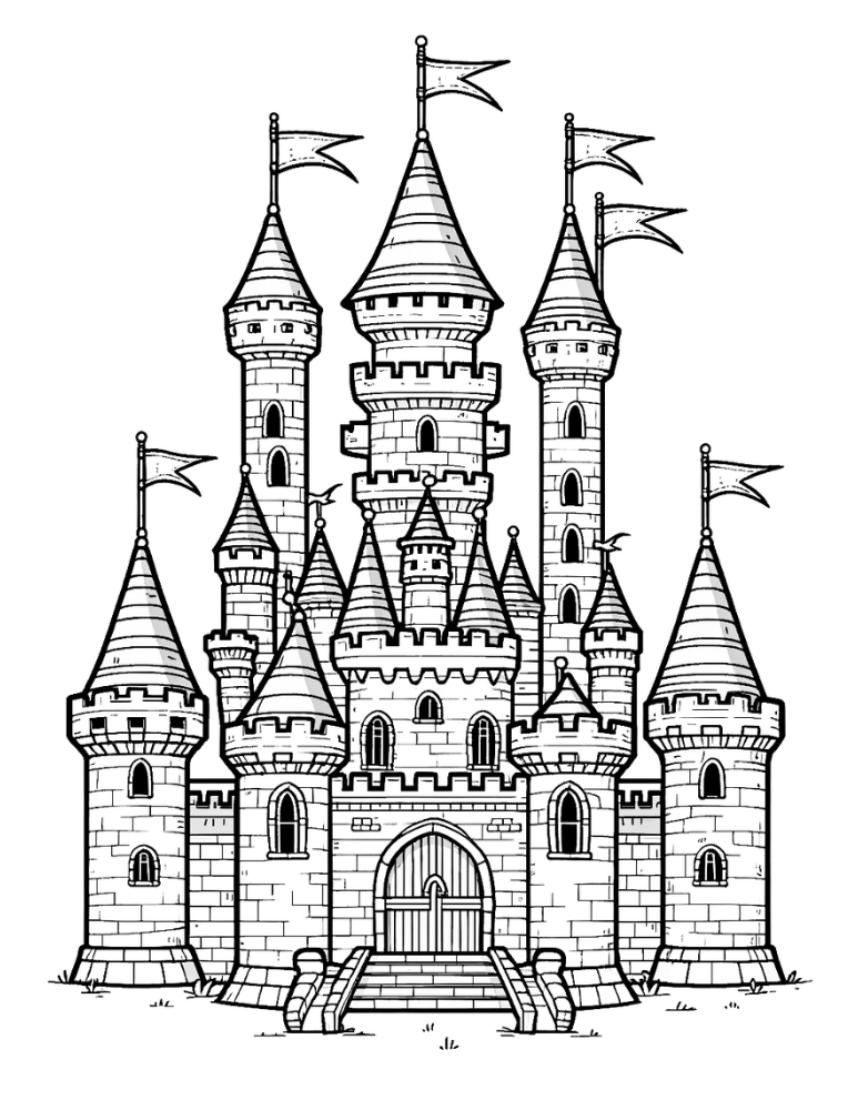 Free castle coloring pages for kids