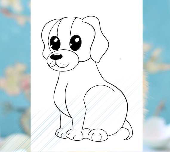 Cute dog coloring page for kidspreschool