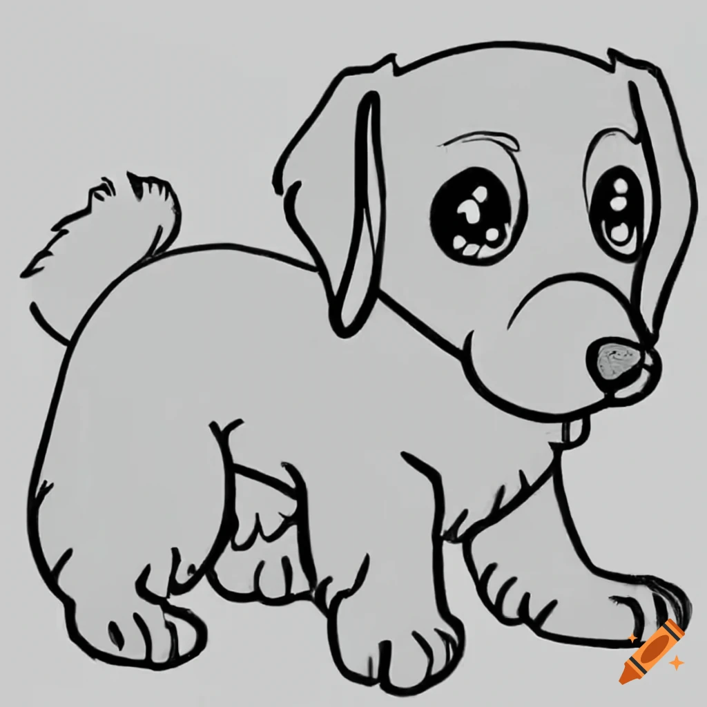 Simple dog coloring page for young children on