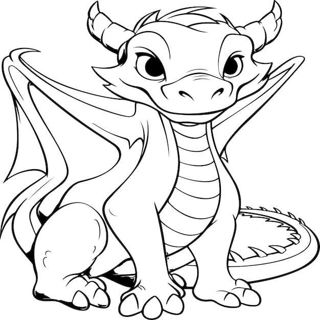 Premium vector simple dragon coloring page for kids