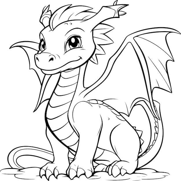 Premium vector simple dragon coloring page for kids