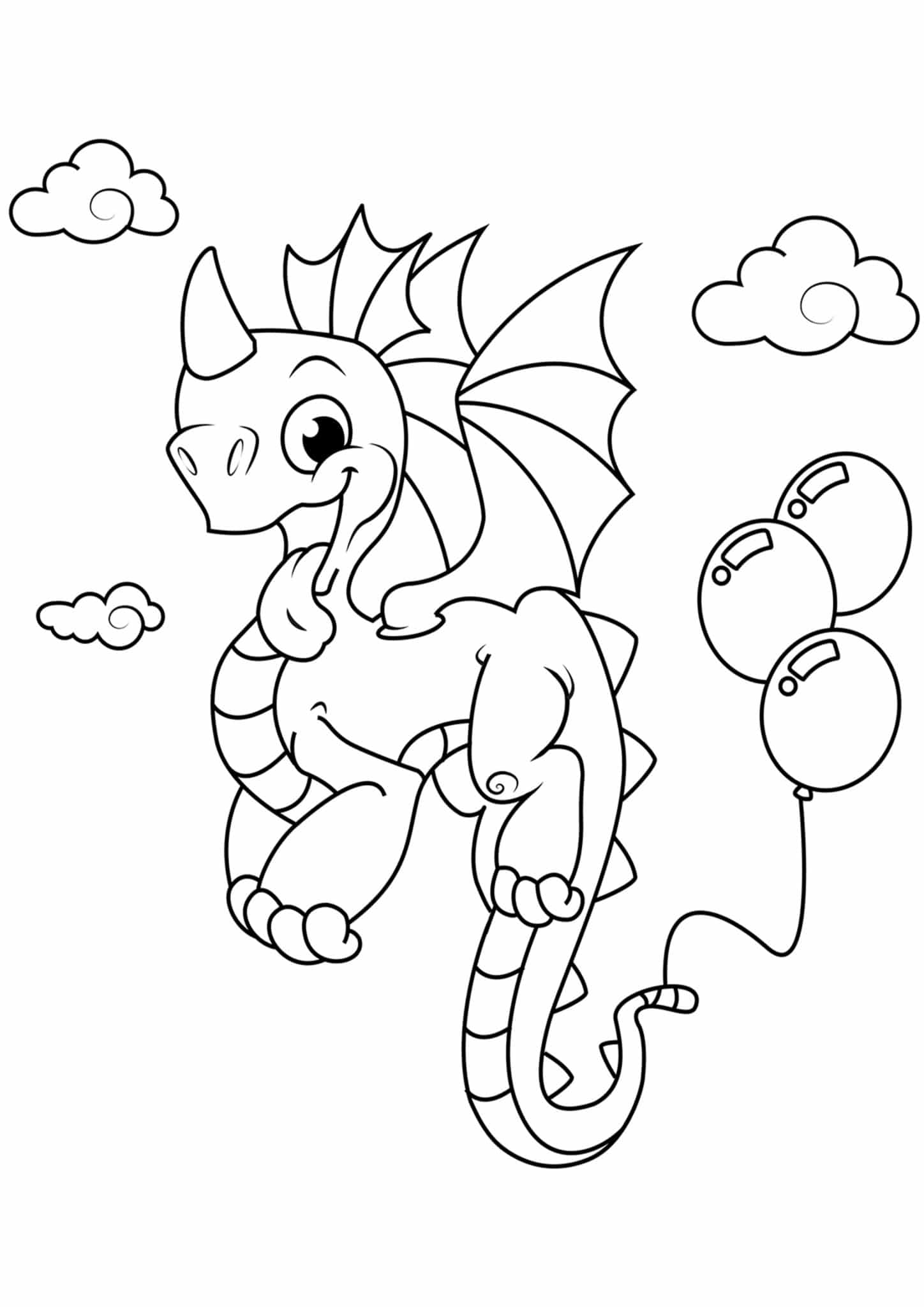 Free easy to print dragon coloring pages