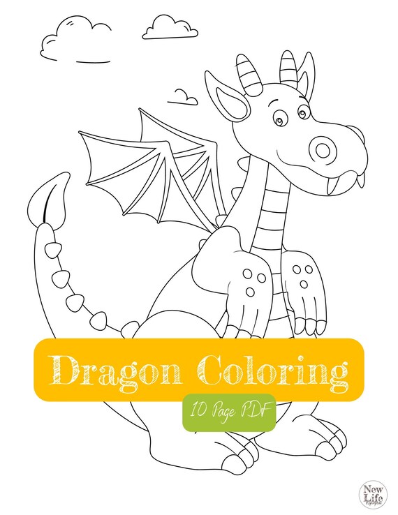 Printabledigital download dragon coloring pages pages kids coloring activity simple