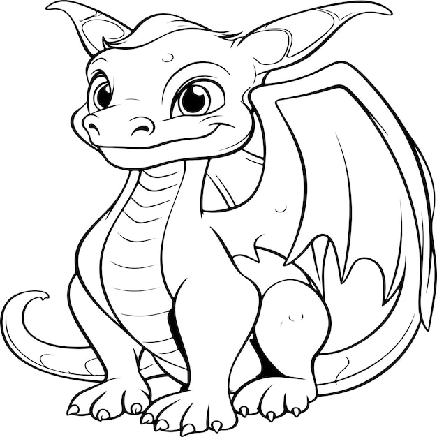 Premium vector simple dragon coloring page for kids