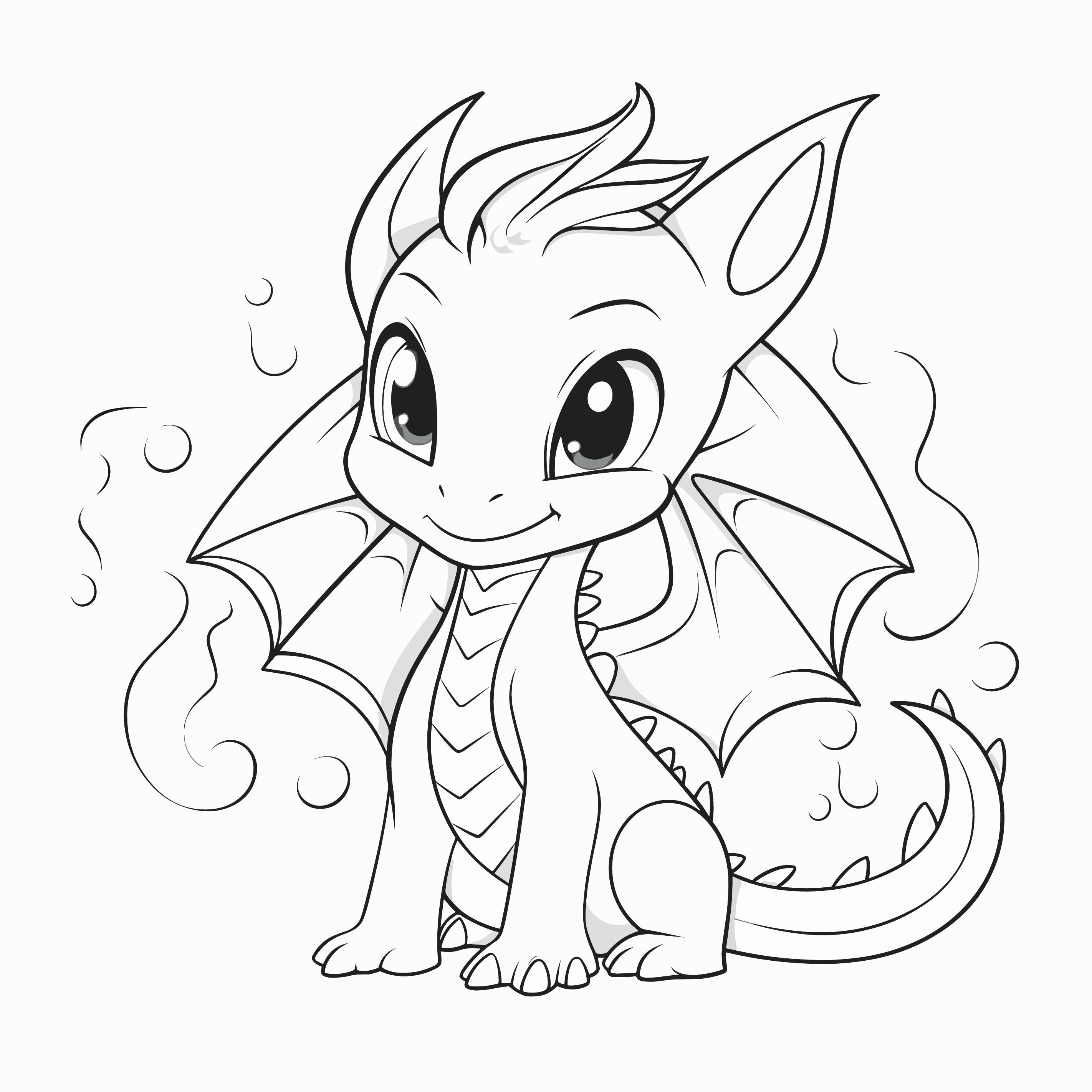 Cute dragon coloring pages for adults and children pdf