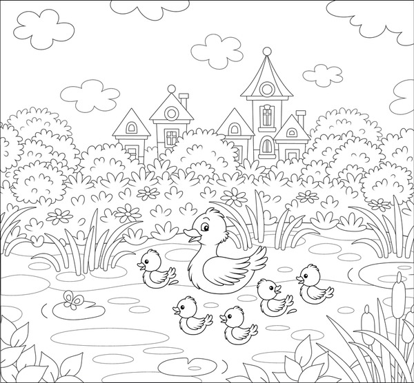 Thousand coloring page ducks royalty