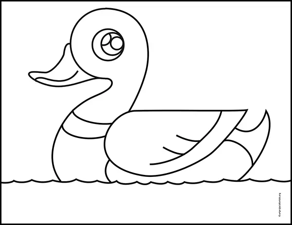 Easy how to draw a duck tutorial and duck coloring page