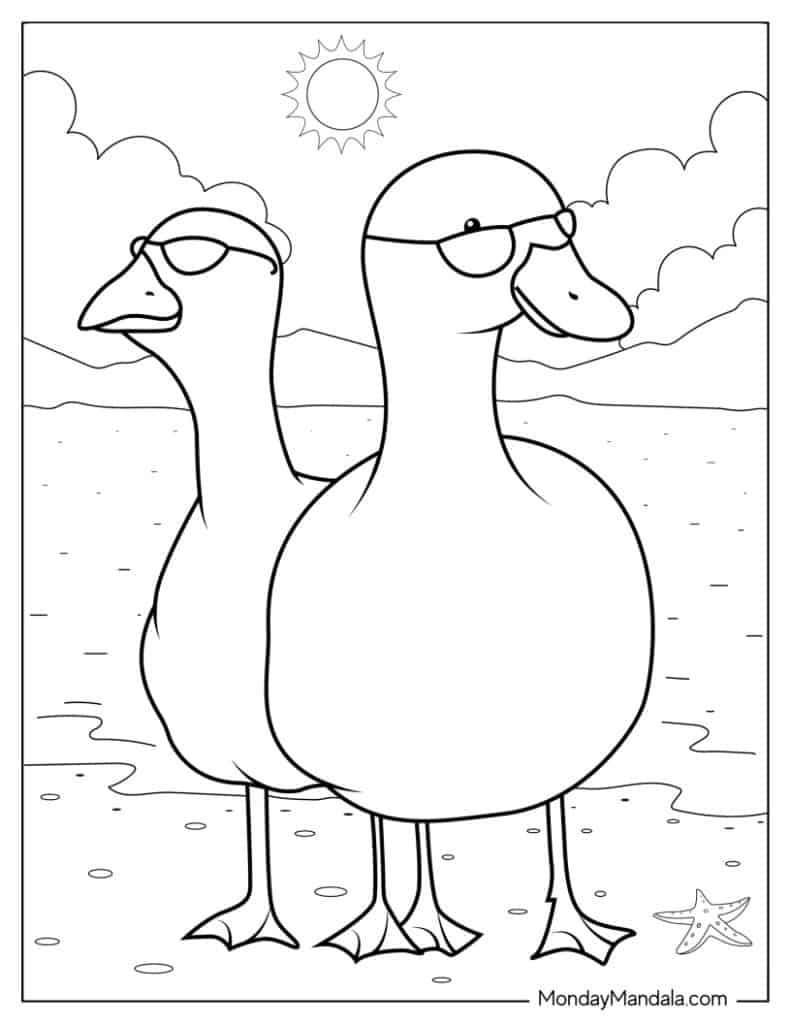 Cute duck coloring pages free pdf printables