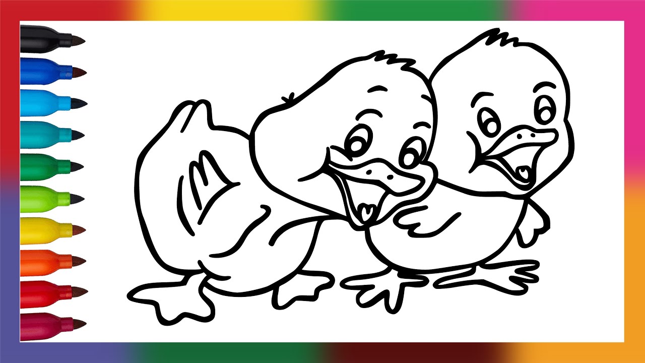 Easy coloring pages for kids duck drawing and colouring child art chunnu munnu kids world